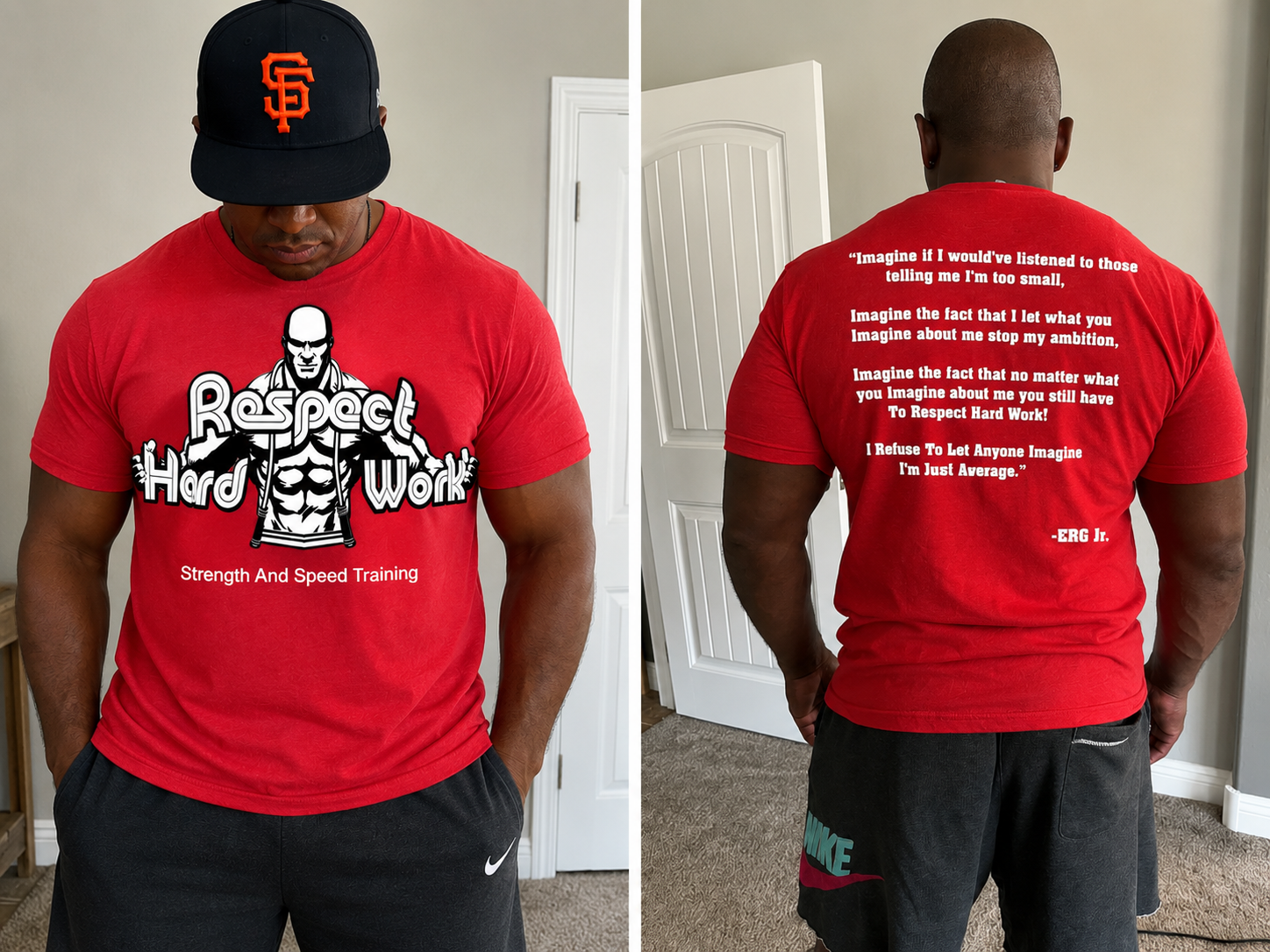 Respect Hard Work apparel — red shirt